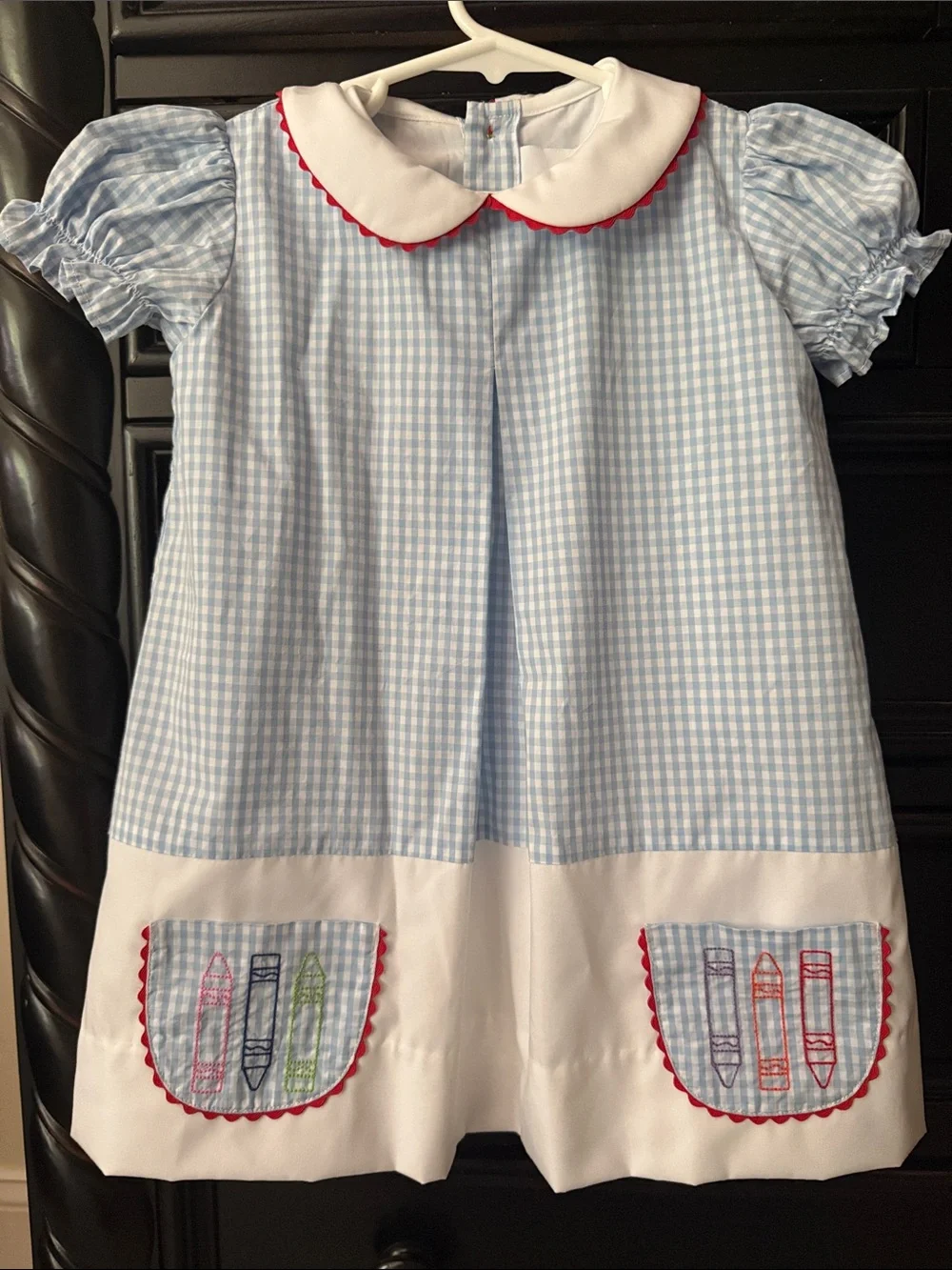 Proper Peony Blue Gingham Kids Back to School Dress